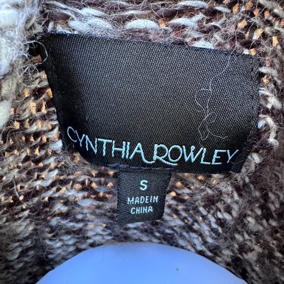 Cynthia Rowley Womens Open-Front Knit Cardigan Sweater S Brown/White Ombré Acryl - Picture 2 of 10